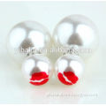 newest design hot popular red big mouth double pearl earrings